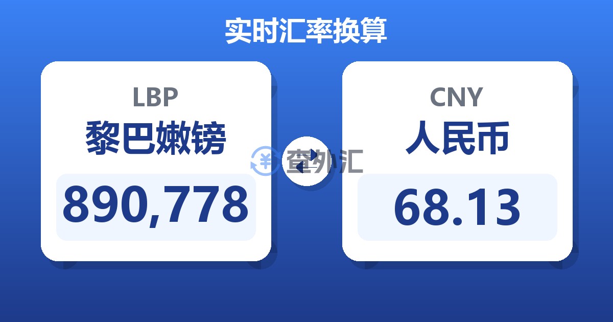 890,778黎巴嫩镑兑人民币