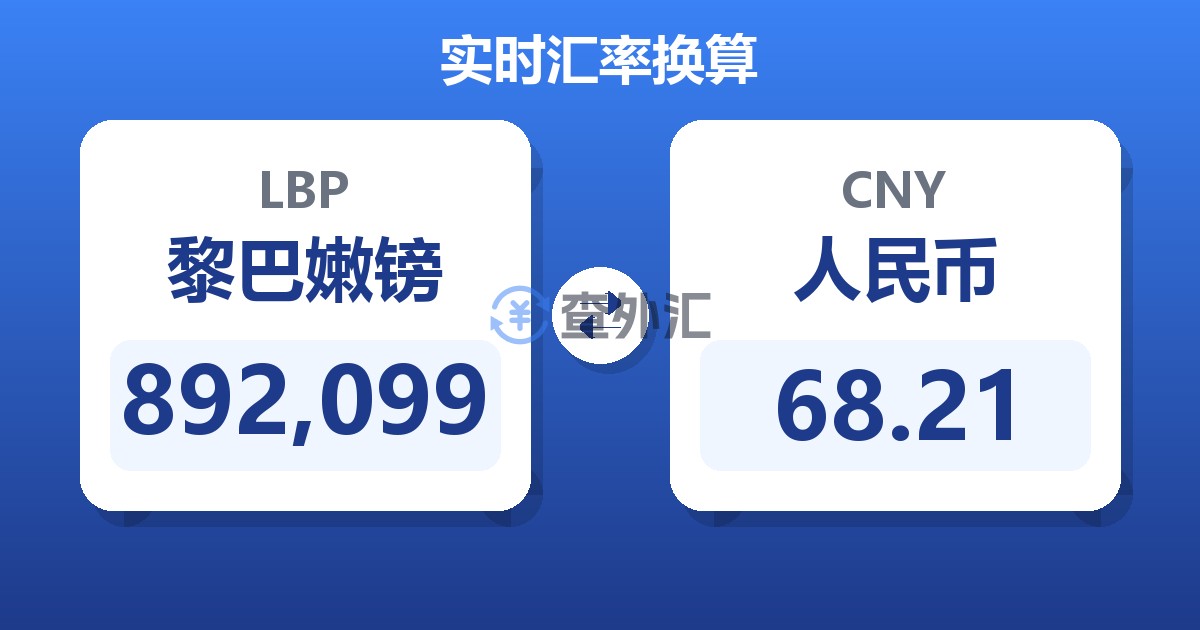 892,099黎巴嫩镑兑人民币