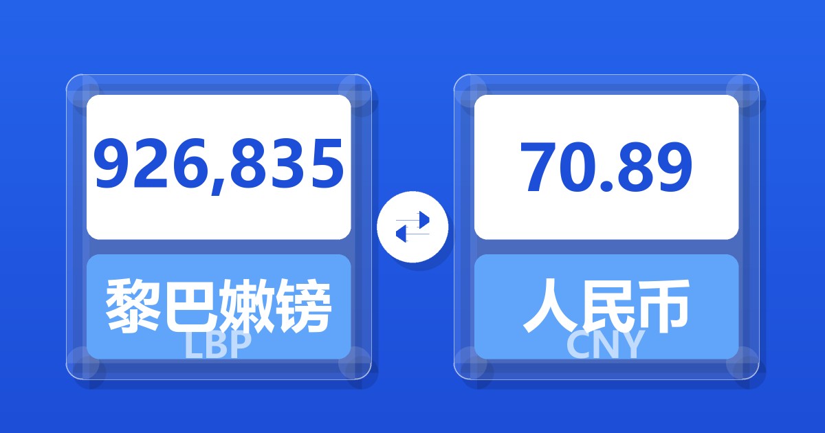 926,835黎巴嫩镑兑人民币