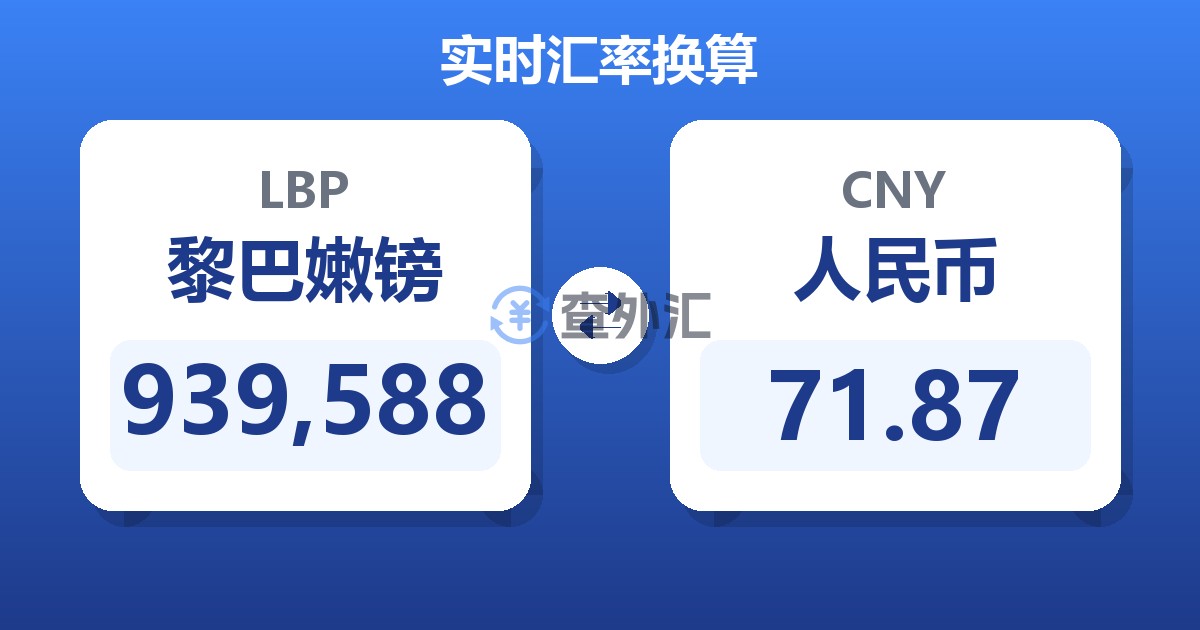 939,588黎巴嫩镑兑人民币