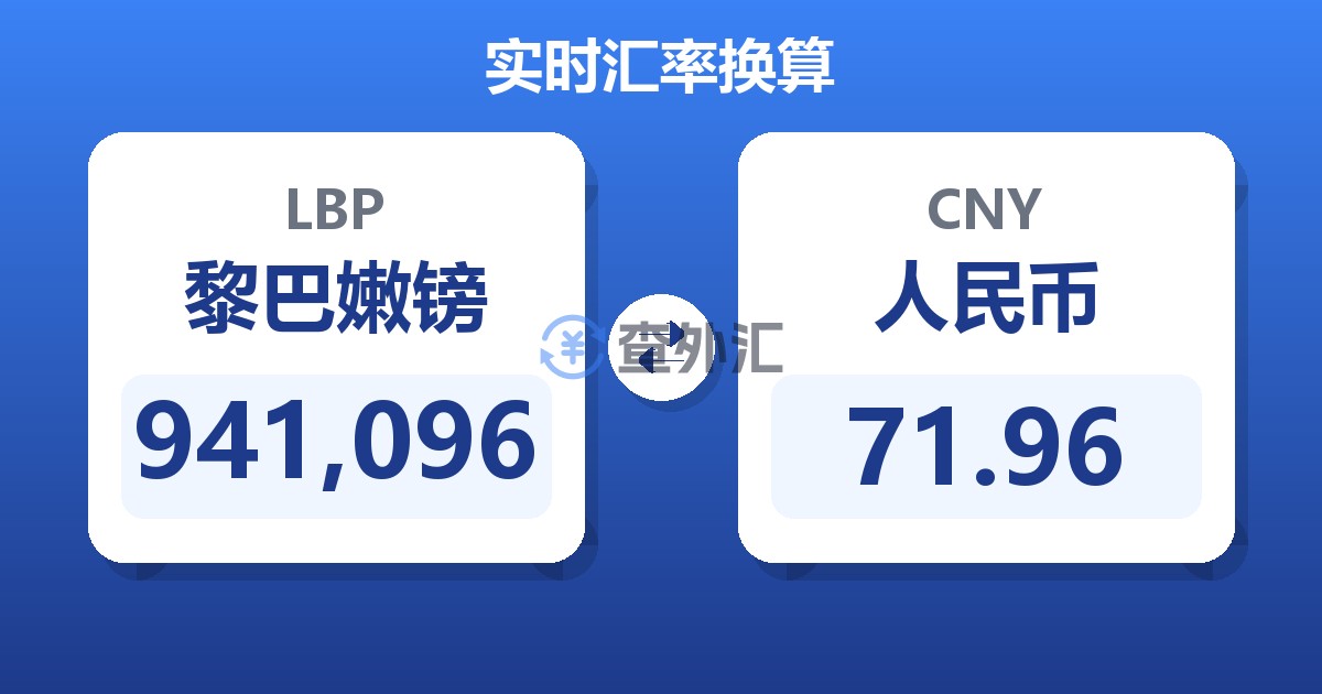941,096黎巴嫩镑兑人民币