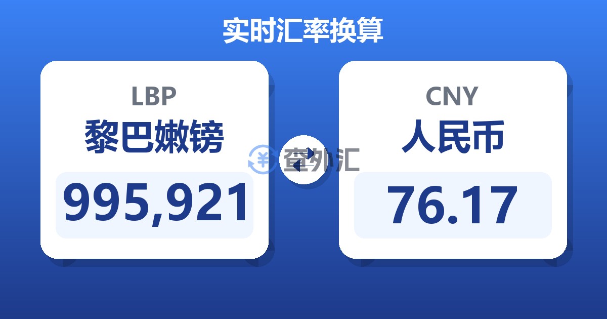 995,921黎巴嫩镑兑人民币