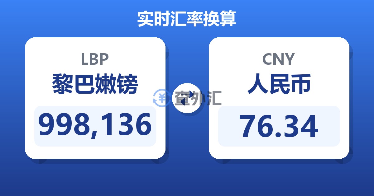 998,136黎巴嫩镑兑人民币