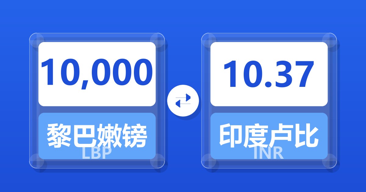 10,000黎巴嫩镑兑印度卢比
