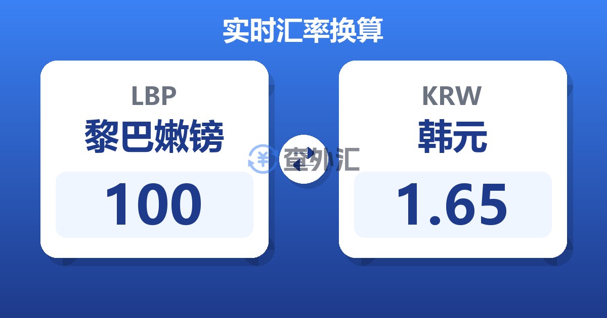 100黎巴嫩镑兑韩元