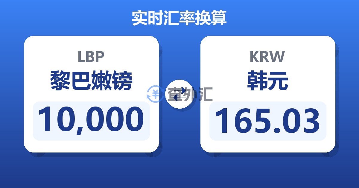 10,000黎巴嫩镑兑韩元