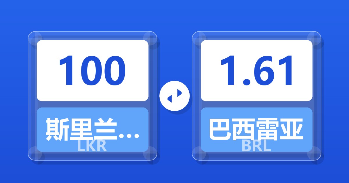 100斯里兰卡卢比兑巴西雷亚尔