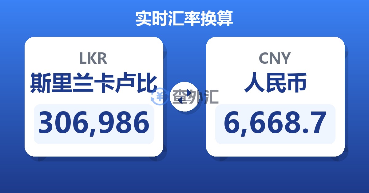 306,986斯里兰卡卢比兑人民币
