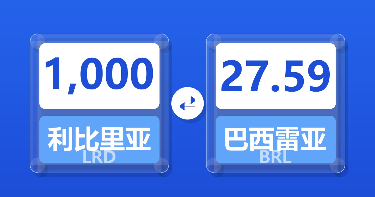 1,000利比里亚元兑巴西雷亚尔
