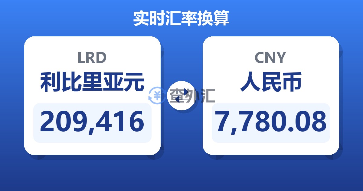 209,416利比里亚元兑人民币