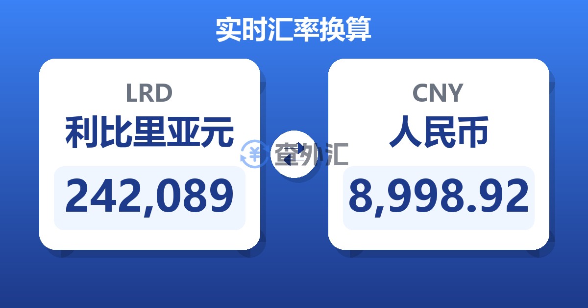 242,089利比里亚元兑人民币