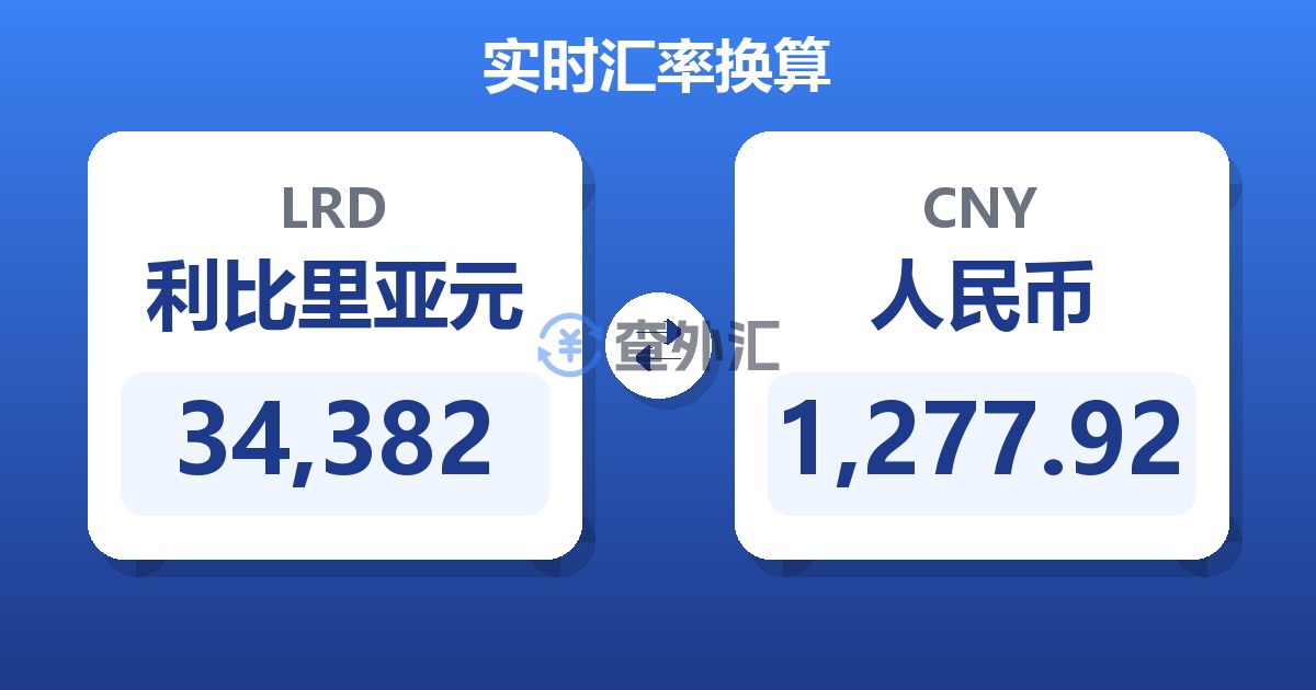 34,382利比里亚元兑人民币