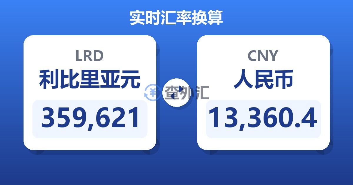 359,621利比里亚元兑人民币