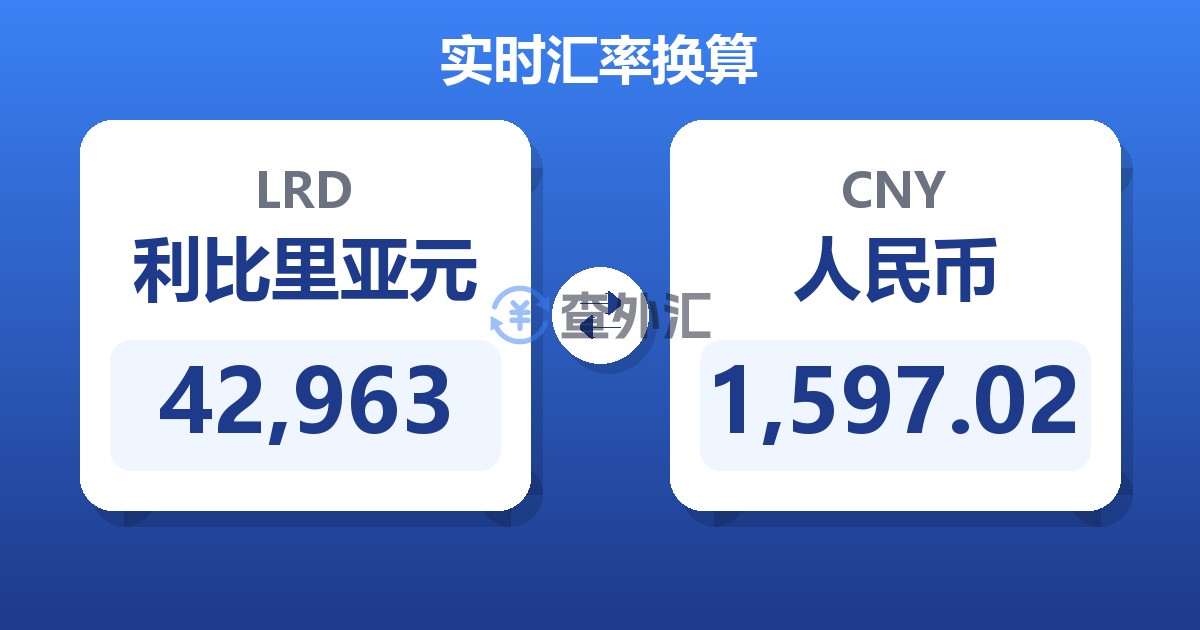42,963利比里亚元兑人民币
