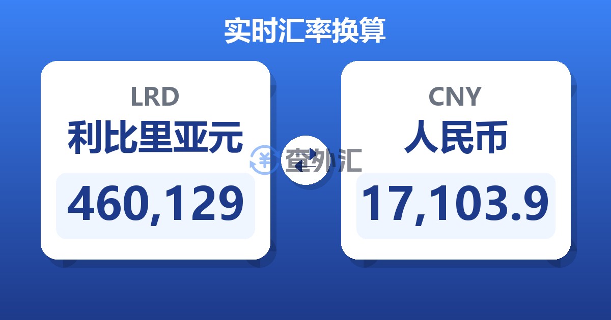 460,129利比里亚元兑人民币