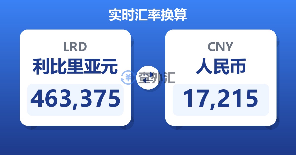 463,375利比里亚元兑人民币