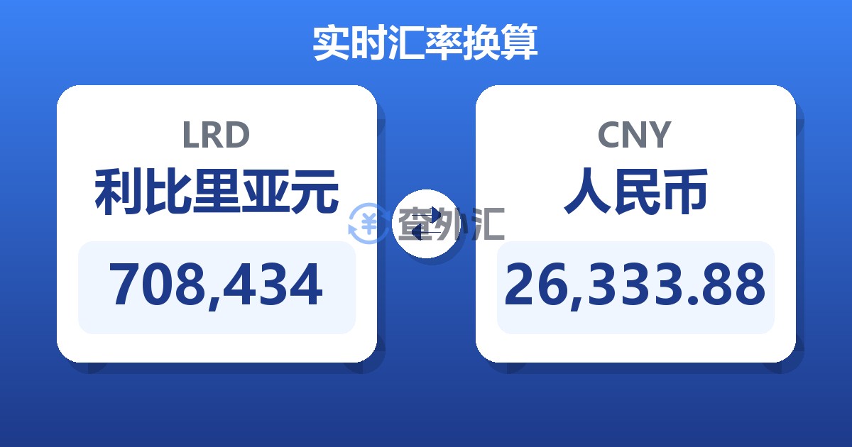708,434利比里亚元兑人民币