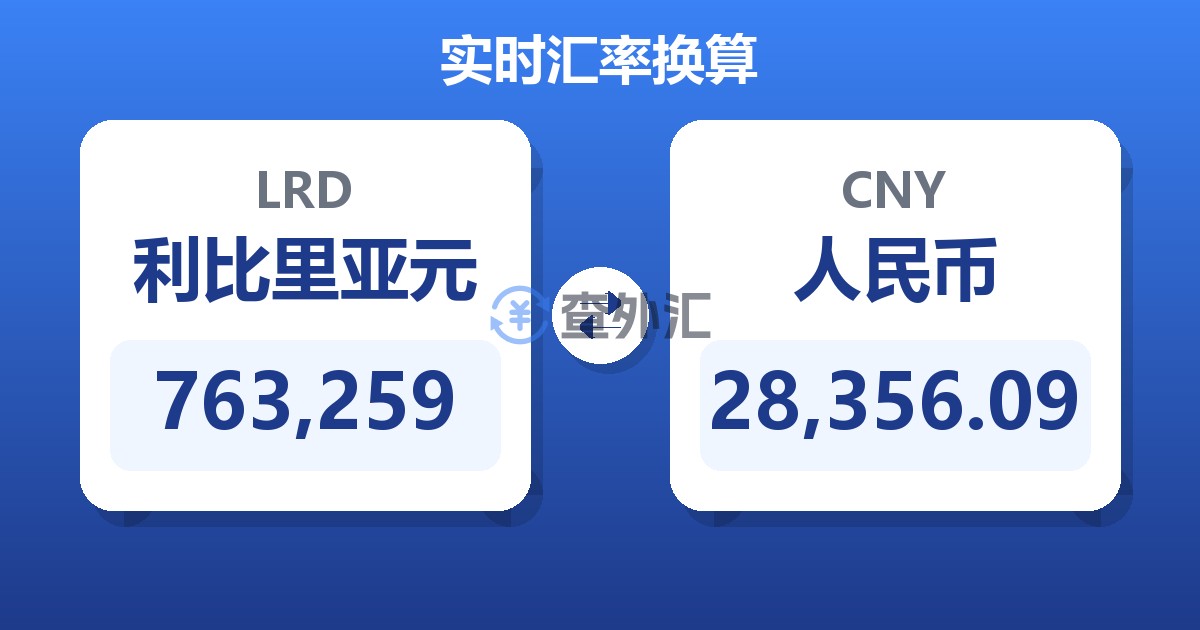 763,259利比里亚元兑人民币