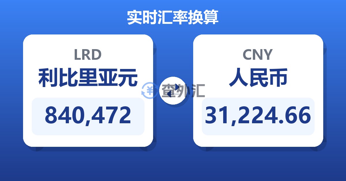 840,472利比里亚元兑人民币