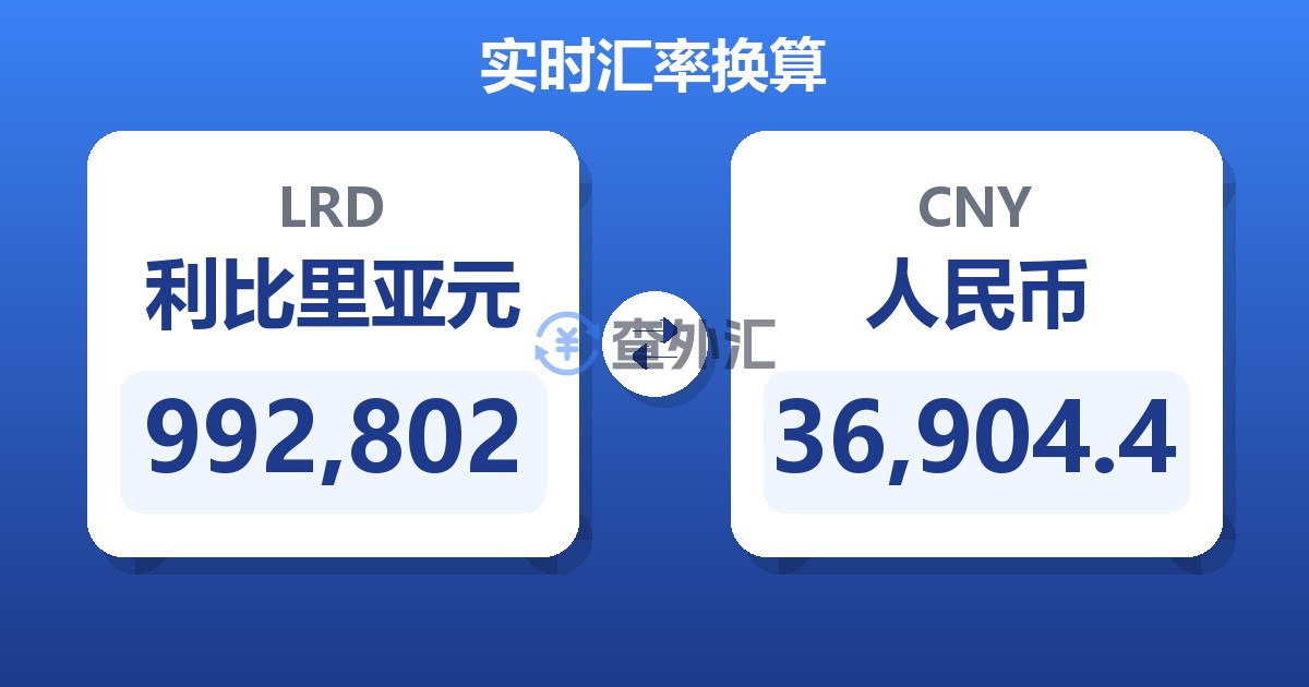 992,802利比里亚元兑人民币