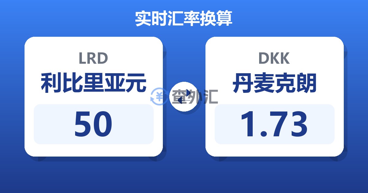 50利比里亚元兑丹麦克朗