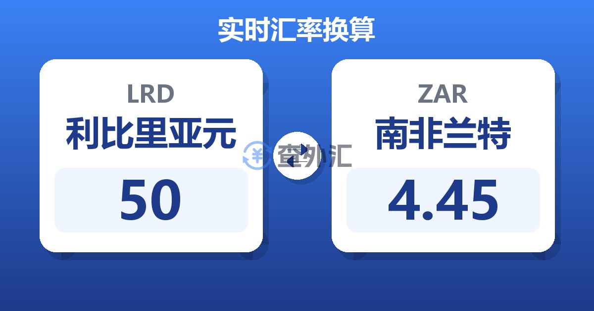 50利比里亚元兑南非兰特