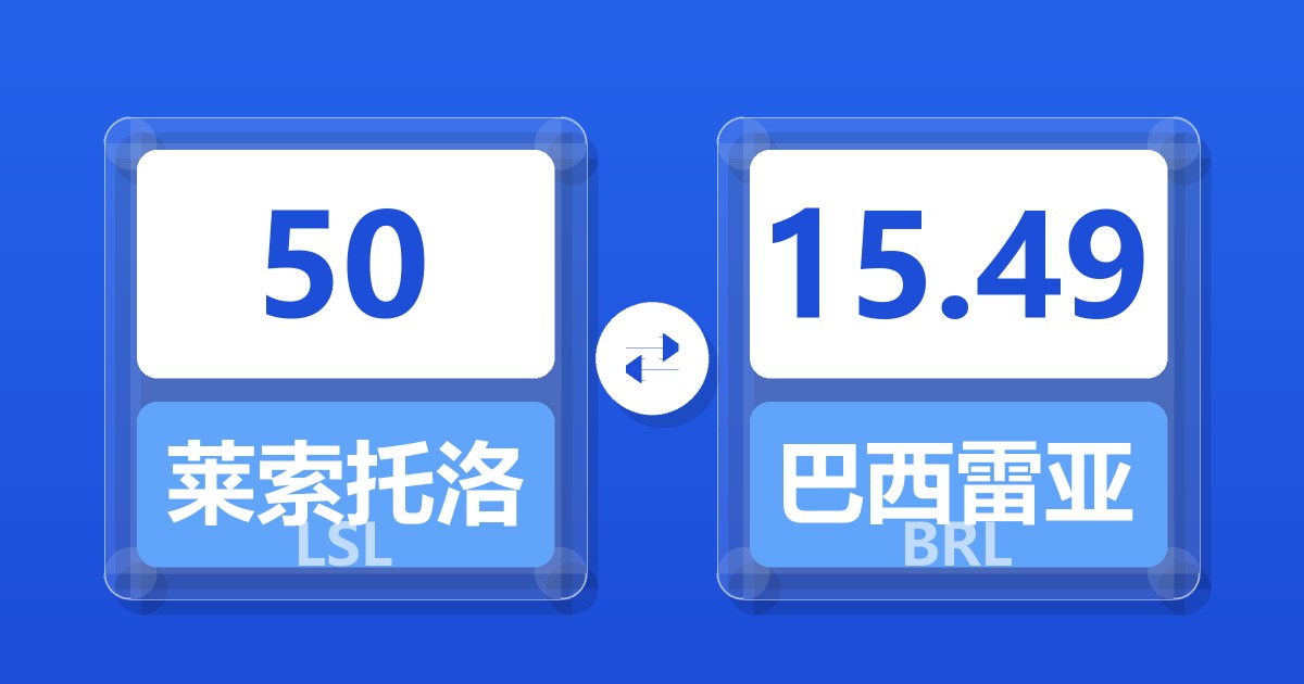 50莱索托洛蒂兑巴西雷亚尔