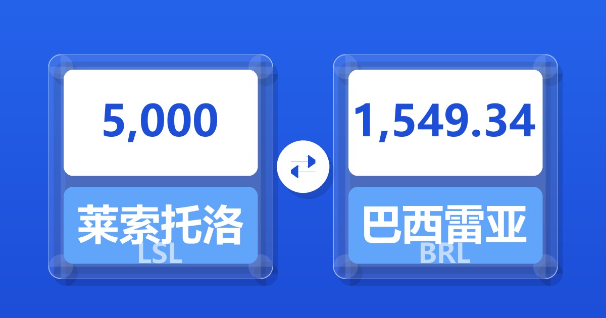 5,000莱索托洛蒂兑巴西雷亚尔