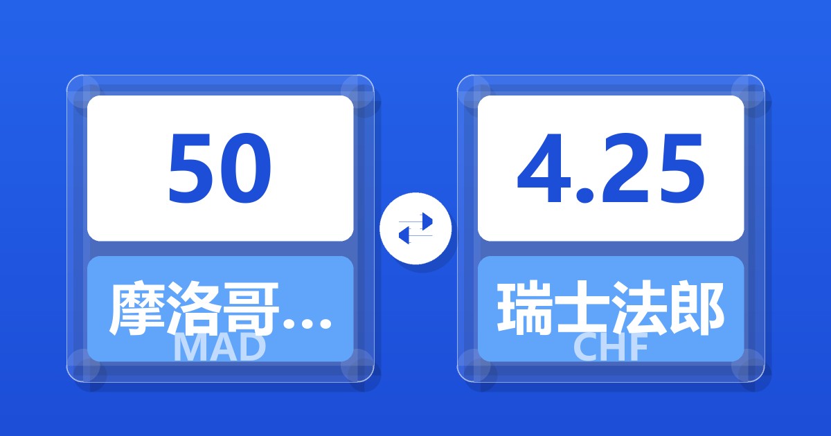 50摩洛哥迪拉姆兑瑞士法郎