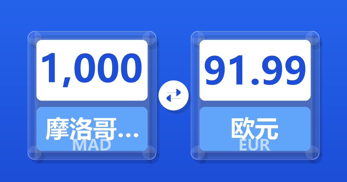 1,000摩洛哥迪拉姆兑欧元