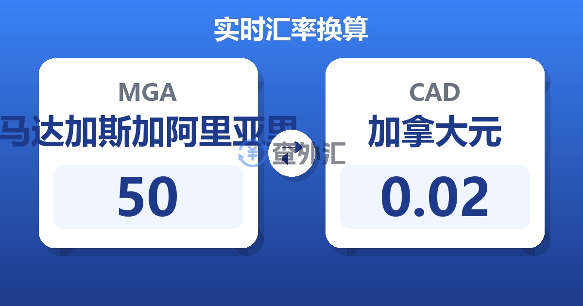 50马达加斯加阿里亚里兑加拿大元