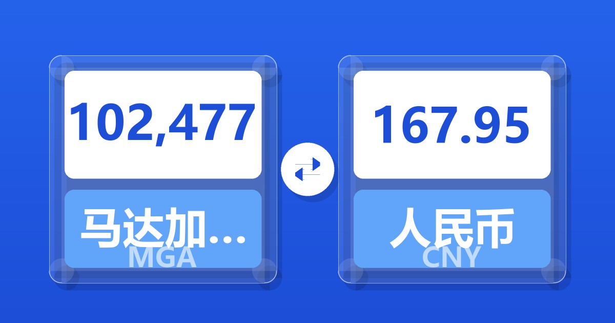 102,477马达加斯加阿里亚里兑人民币