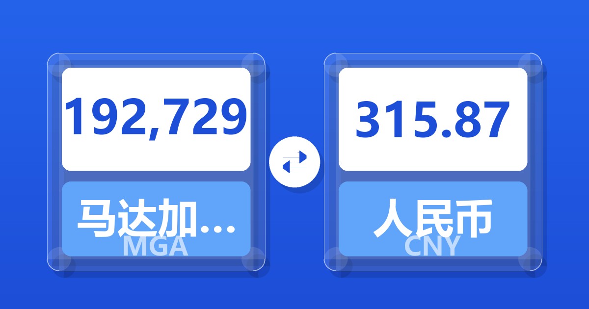 192,729马达加斯加阿里亚里兑人民币