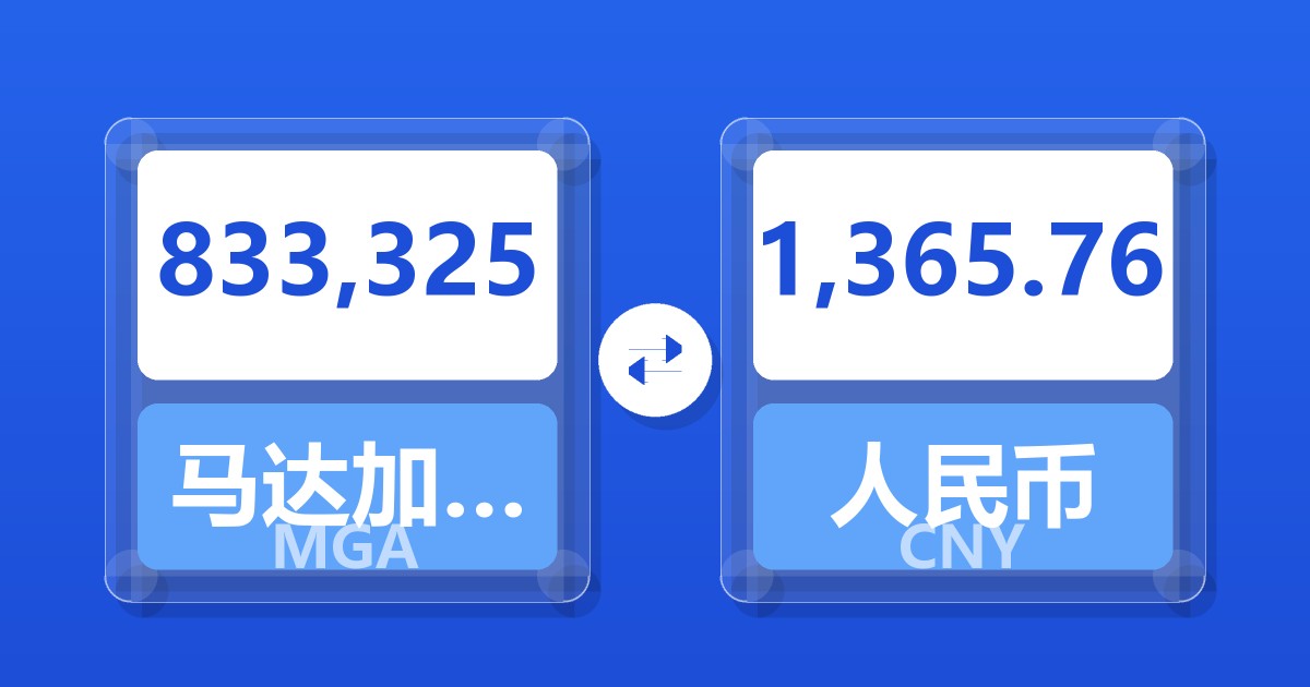 833,325马达加斯加阿里亚里兑人民币