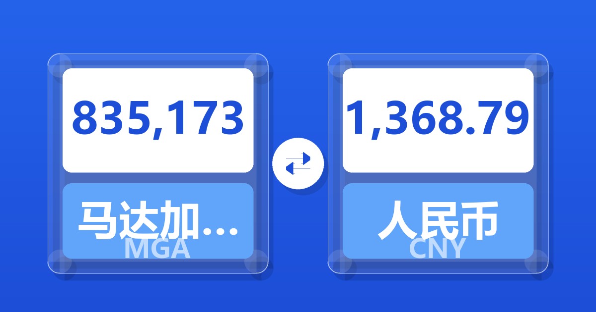 835,173马达加斯加阿里亚里兑人民币
