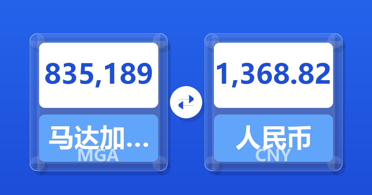 835,189马达加斯加阿里亚里兑人民币