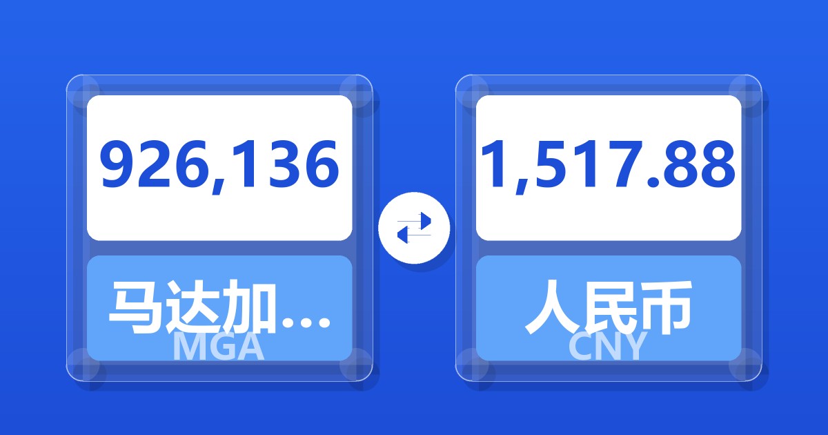 926,136马达加斯加阿里亚里兑人民币