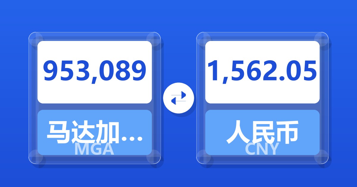 953,089马达加斯加阿里亚里兑人民币