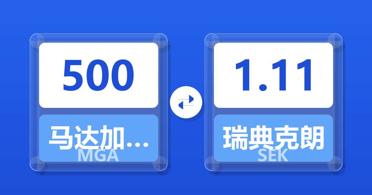 500马达加斯加阿里亚里兑瑞典克朗