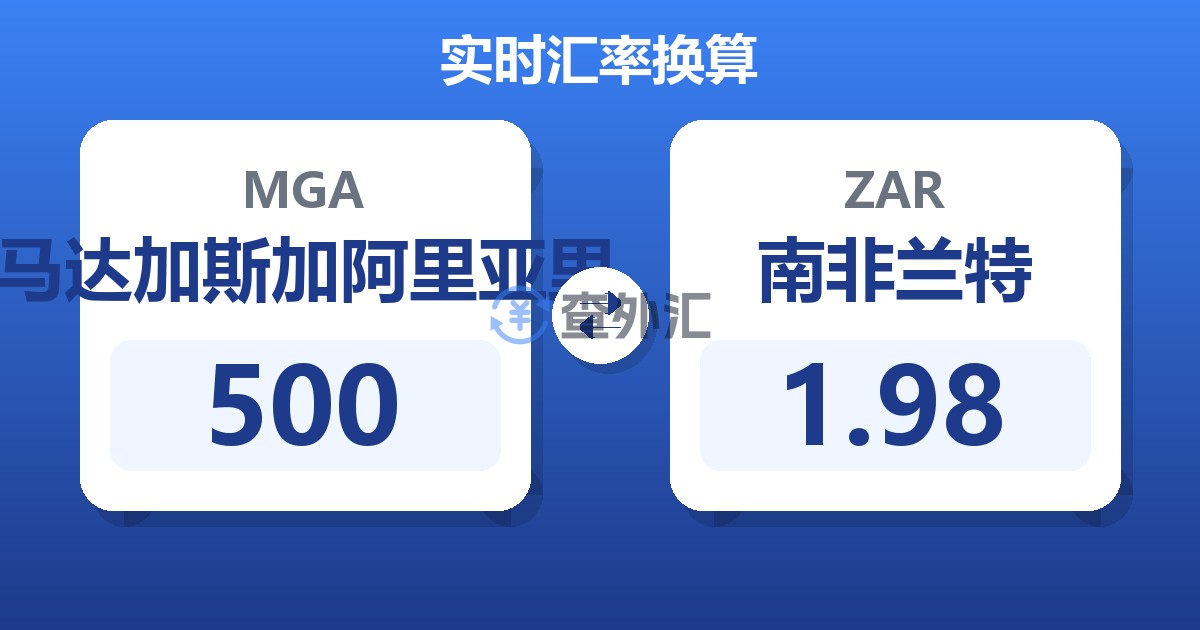 500马达加斯加阿里亚里兑南非兰特