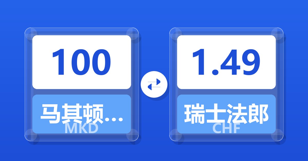 100马其顿第纳尔兑瑞士法郎