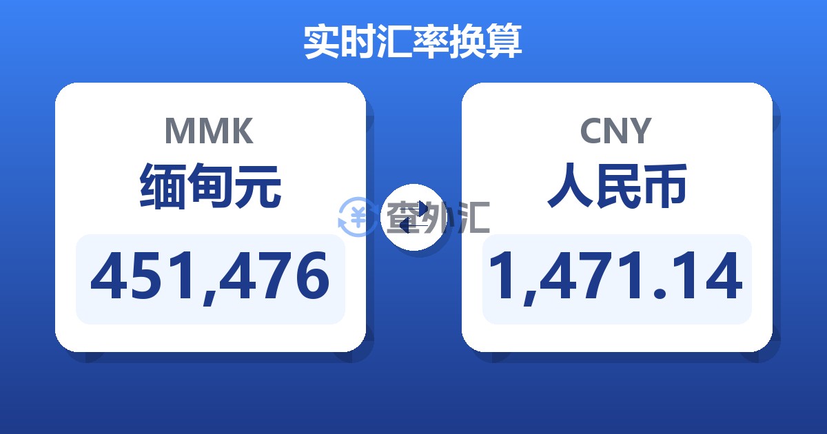451,476缅甸元兑人民币