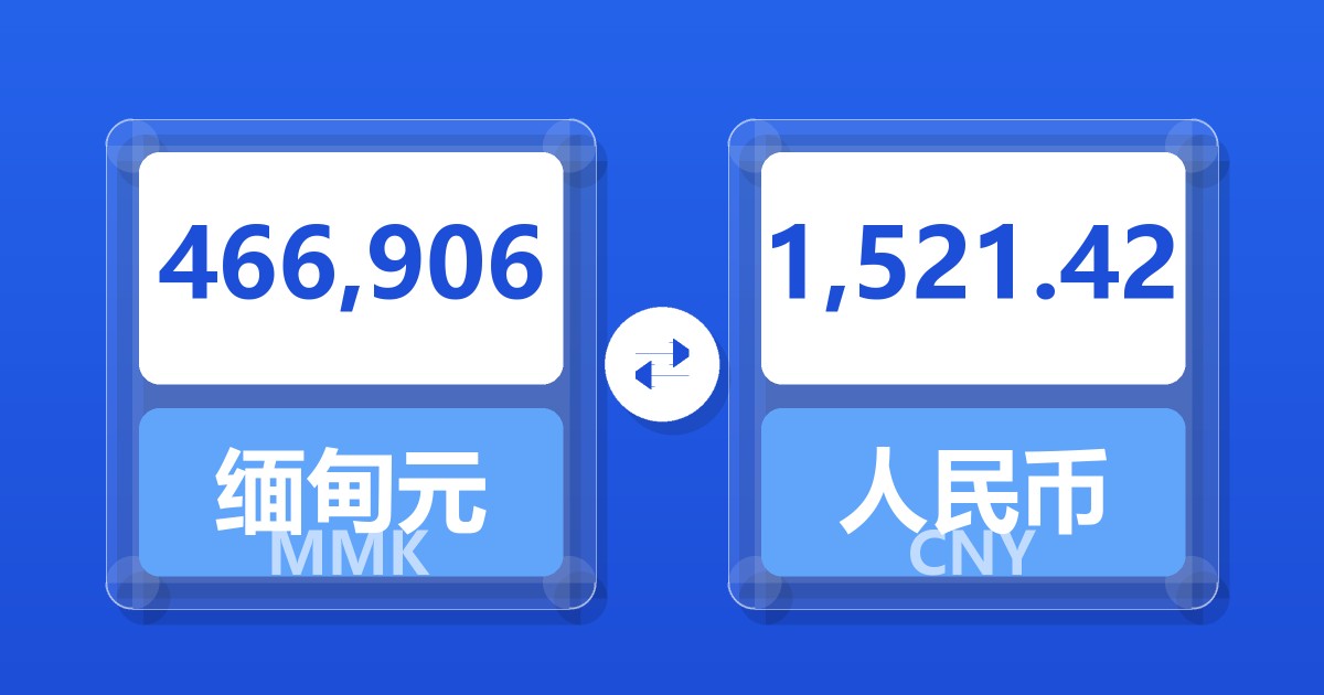 466,906缅甸元兑人民币