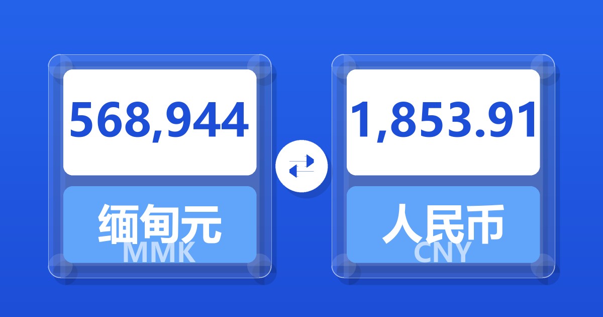 568,944缅甸元兑人民币
