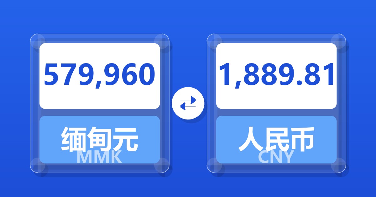 579,960缅甸元兑人民币