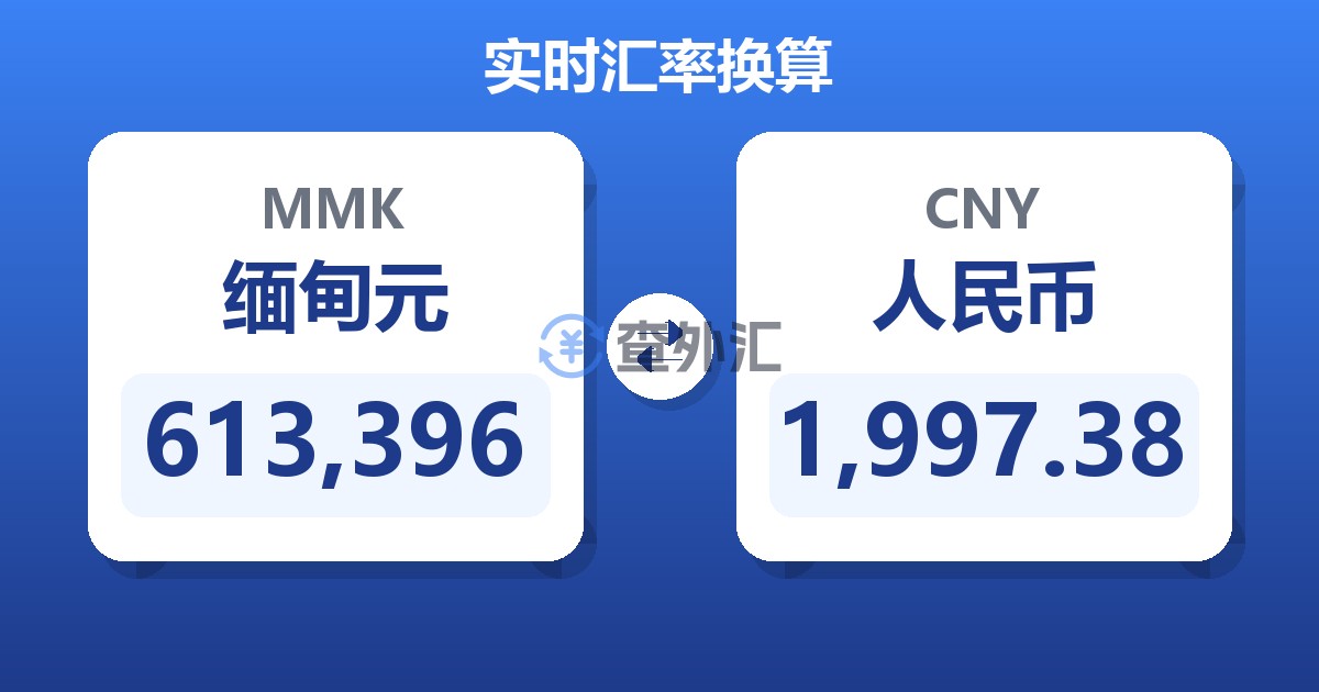 613,396缅甸元兑人民币