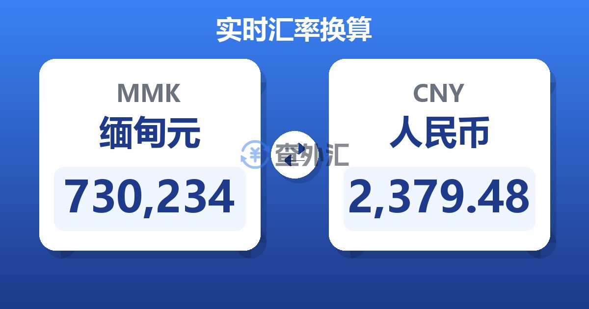 730,234缅甸元兑人民币