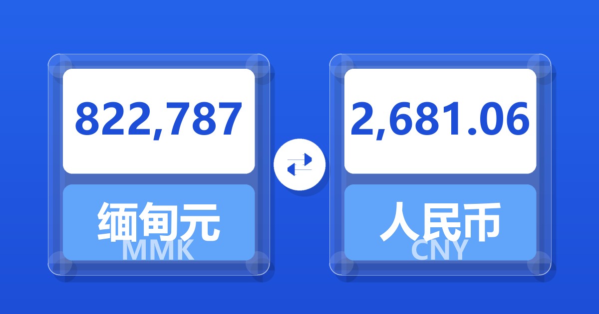 822,787缅甸元兑人民币