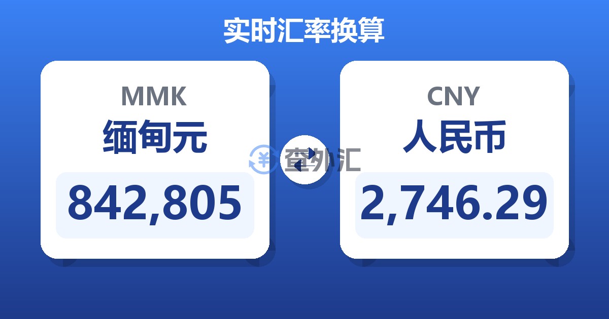 842,805缅甸元兑人民币