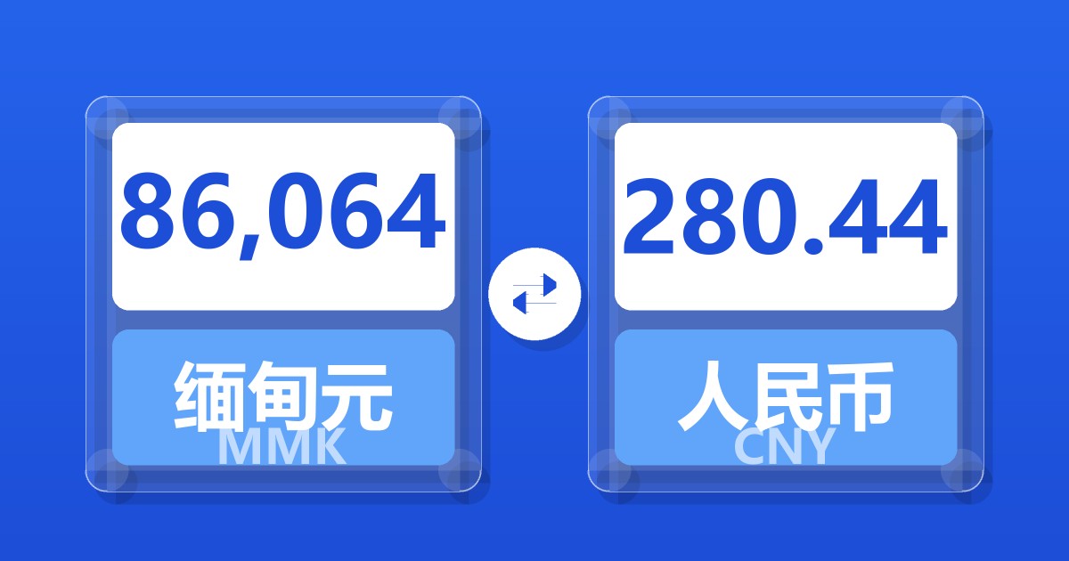 86,064缅甸元兑人民币